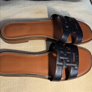Tommy Hilfiger Black Slide Sandals